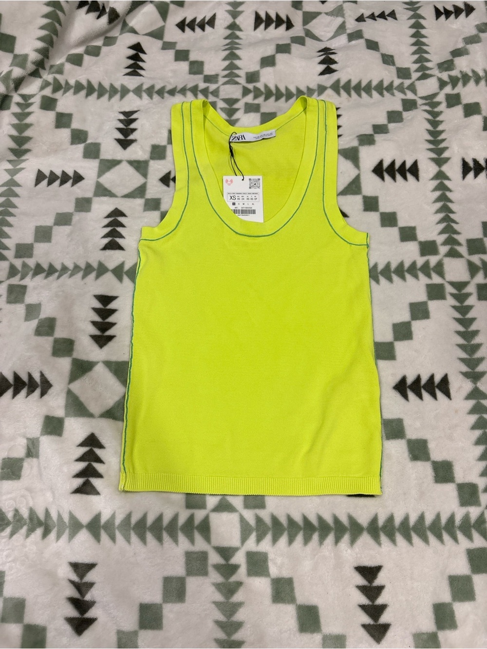 Zara Neon Yellow Ribbed Tank Top